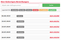 Datenbereitstellung und Bestellstatus